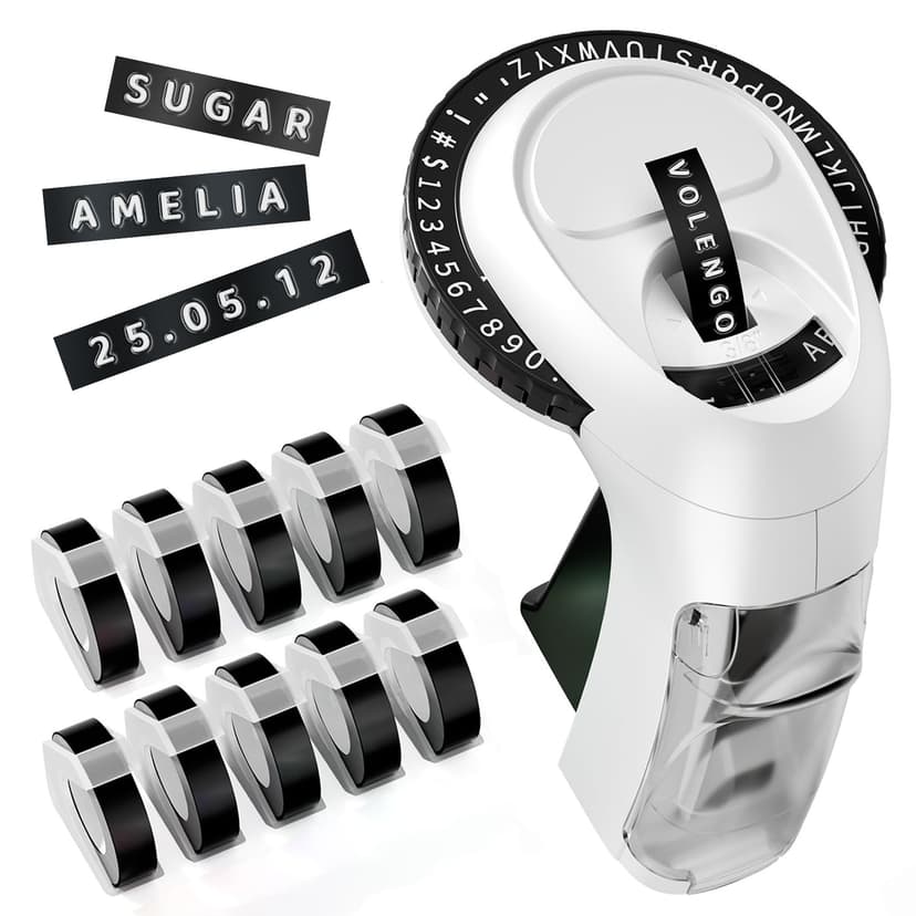 VolenGo Embossing Label Maker, Scrapbook Supplies Junk Journal Kits, Vintage Embossed Manual Labeler Machine with 10 Rolls 3D Tapes, Retro Old School Embosser for DIY Crafts & Scrapbooking, Omega S