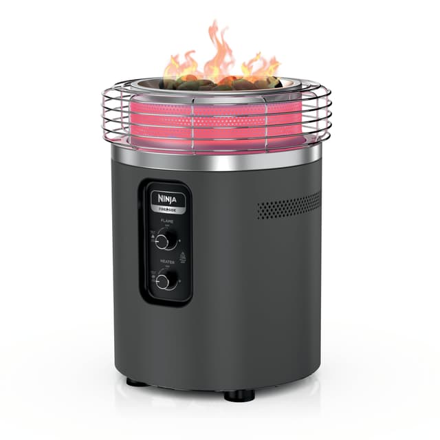 Ninja Fireside360™ Outdoor Heater & Fire Pit | 3 Modes: Flame, Heat, Flame & Heat | Portable for Patio, Deck, Camping | Easy Control Smokeless Flames | Push to Start Ignition | Charcoal | OF101AMZ