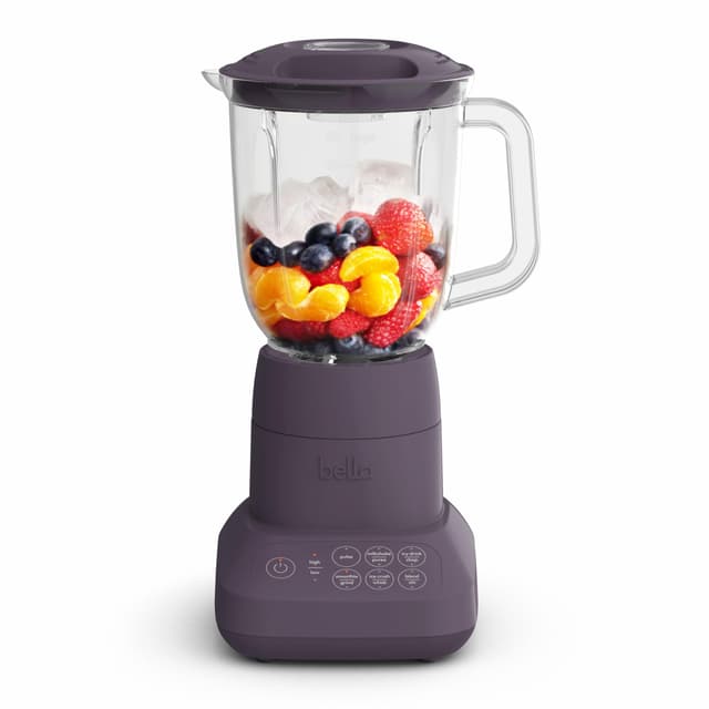 bella 10 Speed Countertop Blender, Juicer & Smoothie Maker, Fits-anywhere™ Kitchenware, Slim Flip & Store Design, Dishwasher Safe 48oz Capacity Pitcher & Lid, Stainless Steel Blade, 450 Watt, Plum