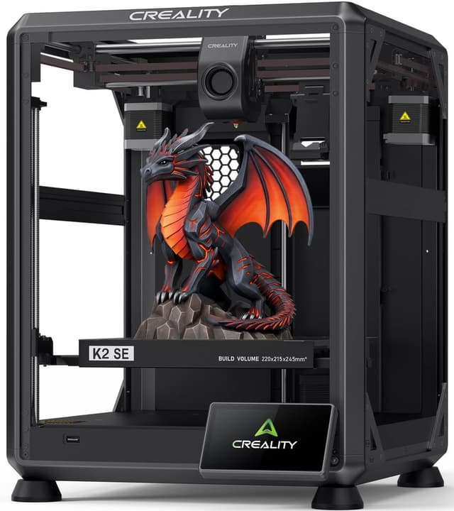 Creality K2 SE 3D Printer, 500mm/s High-Speed Printing, Support Multi Color 3D Printing Needs CFS, Solid Metal Build, Auto Leveling, Direct Drive Extruder, Quick-Swap Nozzle, 220×215×245mm Print Size