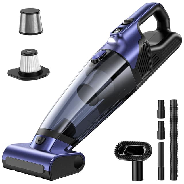 MAGIC JOHN Pet Hair Handheld Vacuum Cordless, 20000PA High Power Car Vacuum with Motorized Brush and LED Light, Rechargeable Hand Held Vacuum Cleaner with Reusable Filter for Car, Home, Office & Pet