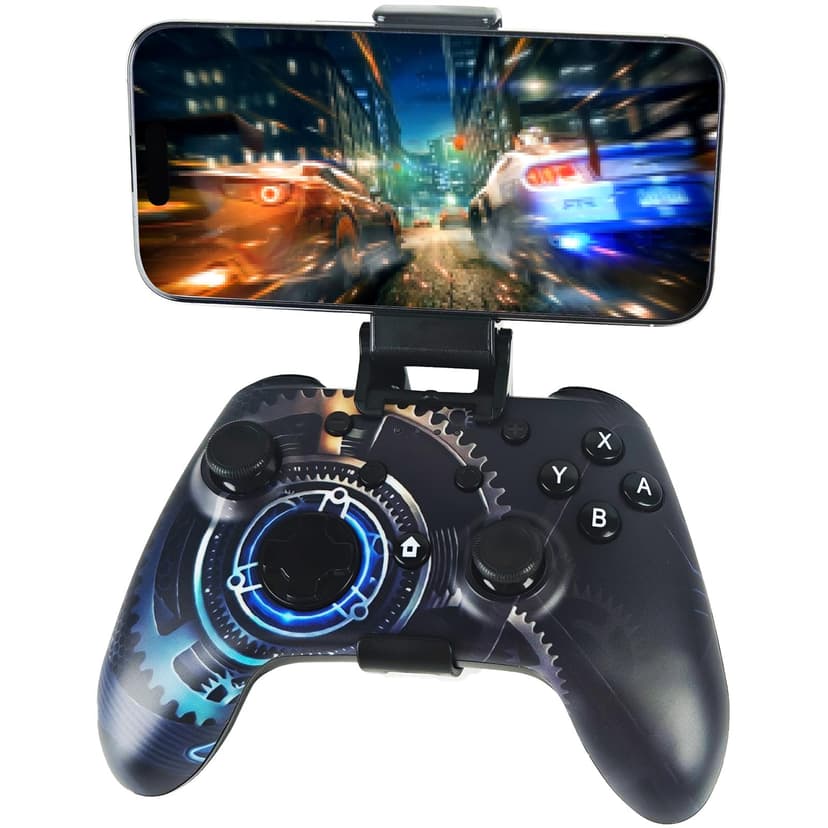 Wzuiсov RGB Game Controller with Phone Mount - for Switch, iOS/Android, PC, TV Box & Tesla via Bluetooth/USB-C Wired (USB-A Adapter Included)