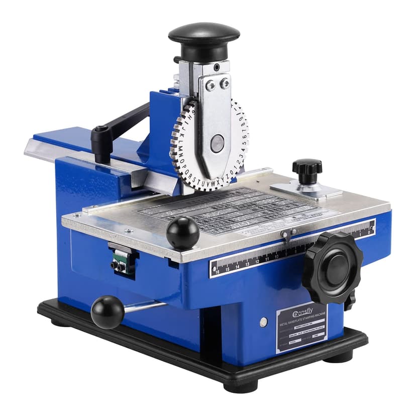 Consfly Metal Nameplate Stamping Machine Semi-Automatic Embosser Label Printing Marking Machine Dog Tag Printer (2.5mm Character Wheel)
