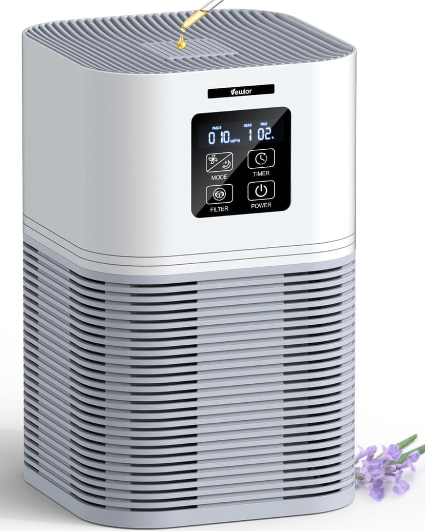 VEWIOR Air Purifiers for Home, Air Purifiers for Large Room up to 1200 sq.ft, H13 True HEPA Air Filter with Fragrance Sponge 6 Timers Quiet Air Cleaner for Pet Dander Wildfire