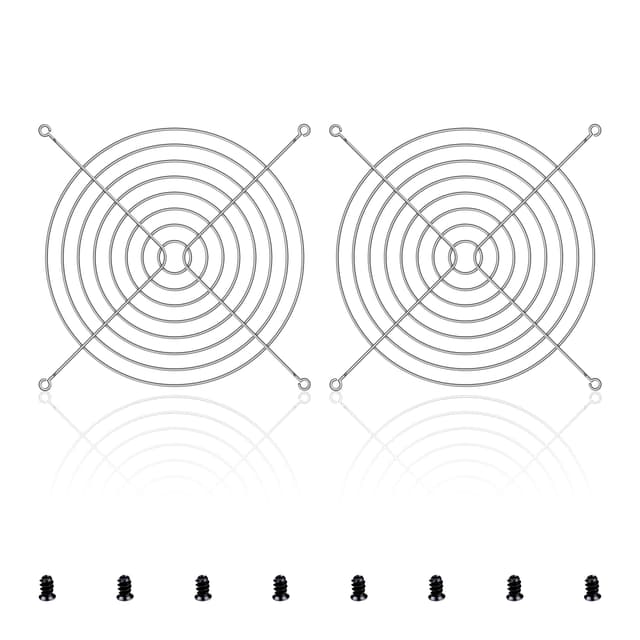 Fan Finger Grill 140mm PC Fan Grill Guard, 2 Pack CPU Case Metal Grills Protector Guard with Screw for 140x140mm F-an Protective Cover DIY, PC Computer Case Fans, Exhaust Fans (Silver)