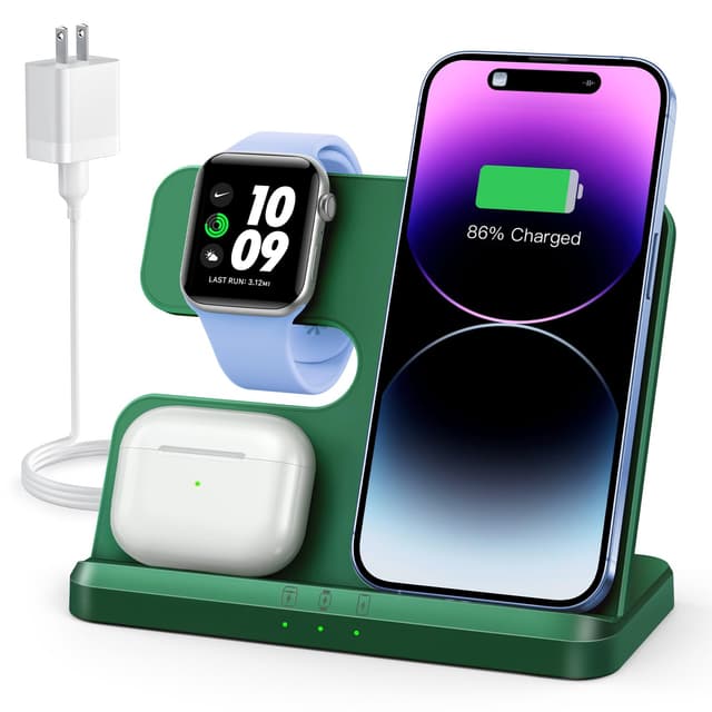 JARGOU 3 in 1 Charging Station for Apple Wireless Charger for iPhone 17 16e 16 15 14 13 12 11 X 8 & for iWatch Charger Wireless Charging Station for Multiple Devices for AirPods 2/3/4/Pro/Pro 2/Pro 3