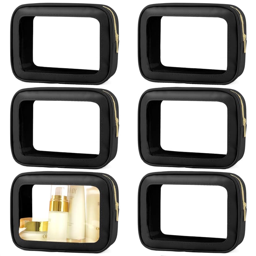 YOPCDJ 6PCS Clear Toiletry Bag,TSA Approved Travel Pouch with Zipper for Cosmetics and Toiletries，Diaper Bag Organizer Pouch Set, Purse Organizer and Clear Car Bag for Women and Kids