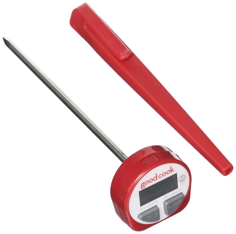 GoodCook Everyday Digital Instant Read Food Thermometer, Stainless Steel Probe, Fahrenheit & Celsius Display, Pocket Sleeve Included