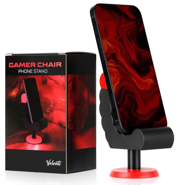 VELENTI Gamer Chair Phone Stand - Phone Holder for Smartphones, Kindles Up to 19 cm Tall - Fun Gaming Accessories for Gamers - Useful Gamer Gadgets - Lovely Birthday Gift for Gamers