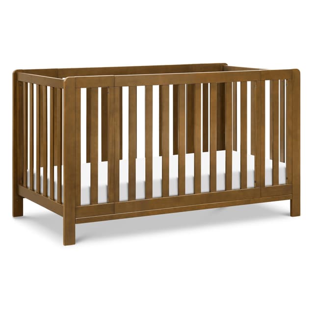 Carter's by Davinci Colby Grow 6-in-1 Convertible Crib - Converts to Portable Bassinet, Full-Size Baby Crib w/Removable Wheels, Toddler Bed, Junior, Full-Size Bed - GREENGUARD Gold Certified - Walnut