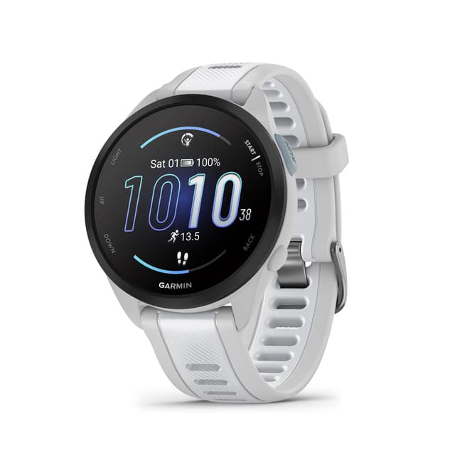 Garmin Forerunner 165, Running Smartwatch, Colorful AMOLED Display, Training Metrics and Recovery Insights, Whitestone