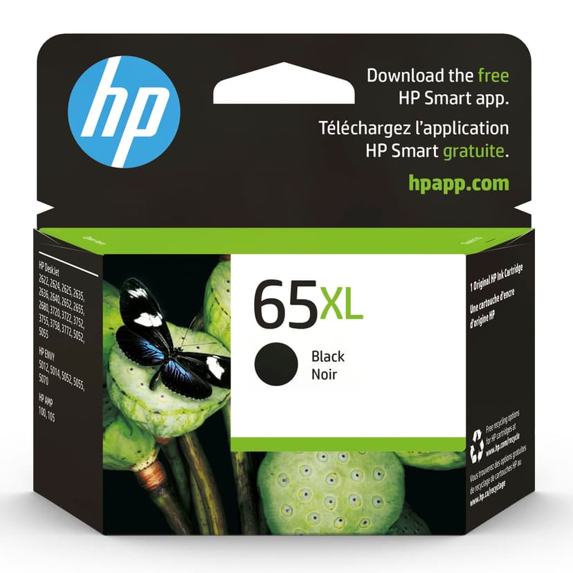 HP 65XL Black High-Yield Ink Cartridge | Works with AMP 100, DeskJet 2600, 3700; Envy 5000 | Eligible for Instant Ink | N9K04AN