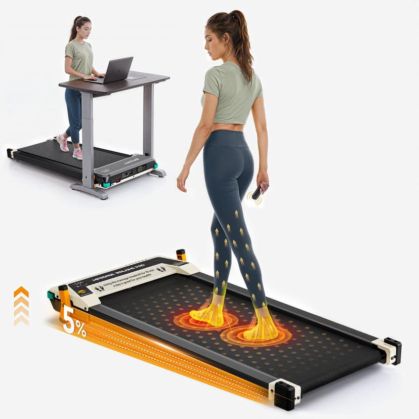 FUNRAY Versatile Walking Pad with Incline - Dual-Sided Under Desk Treadmill with Foot Massage,Portable Compact Treadmills with 330LBS Weight Capacity
