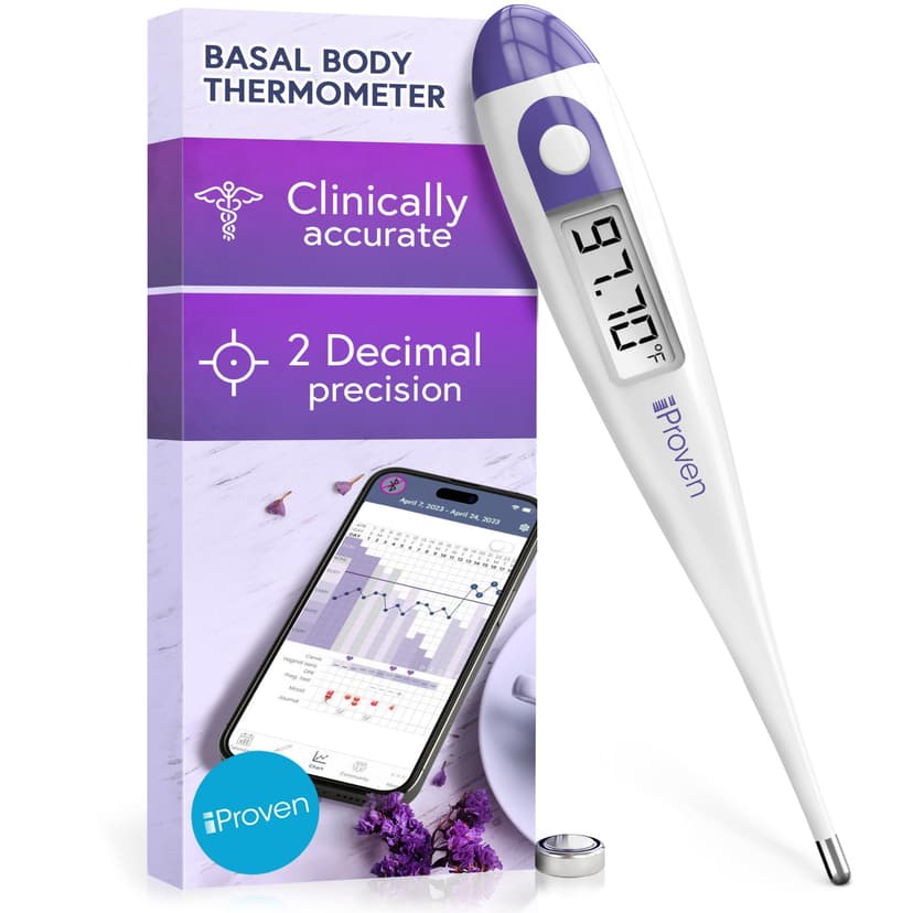 Digital Basal Body Thermometer, 1/100th Degree High Precision, Quick 60-Sec Reading, Memory Recall, Accurate BBT Thermometer for Natural Ovulation Tracking by iProven