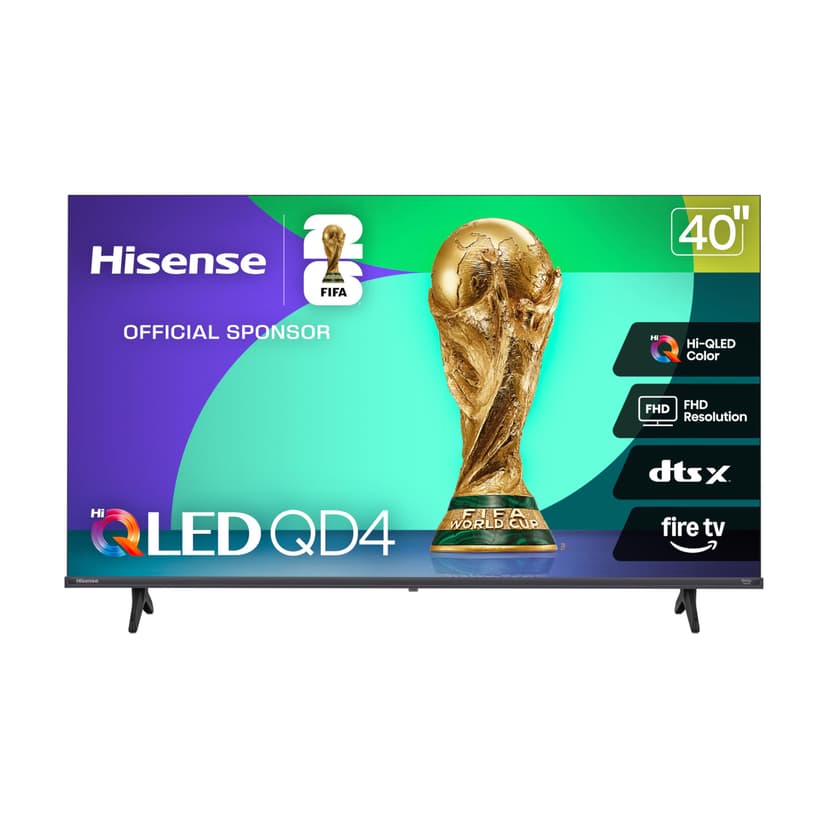 Hisense 40-Inch Class QD4 Series Hi-QLED FHD Smart Fire TV (40QD4QF, 2025 Model) - Quantum Dot Color, DTS Virtual: X, Alexa Built in, Slim Bezel Design