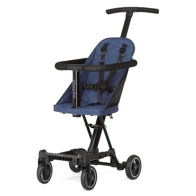 Dream On Me Coast Rider Travel Stroller, Lightweight & Compact Baby Stroller, Theme Park Approved, Book-Folding Design, Adjustable Handle, Soft-Ride Wheels, Converts to Rider & Scooter - Navy