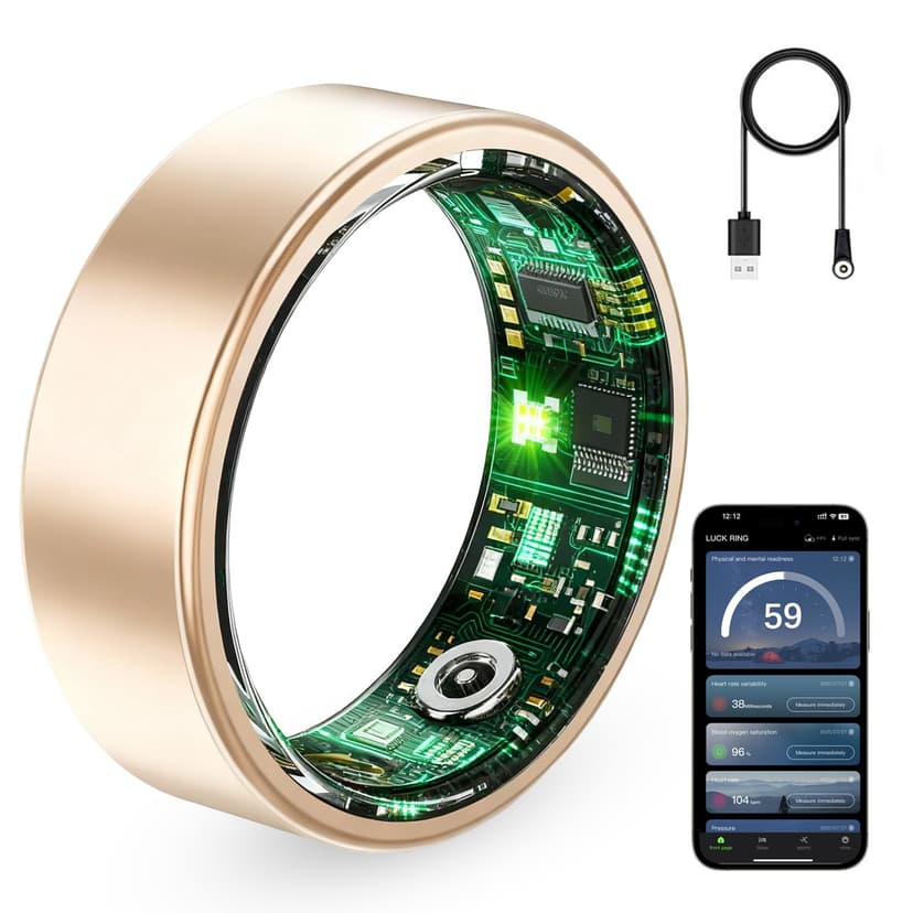 VAMOTRA Smart Ring for Women & Men, Fitness Tracker Ring with Heart Rate Monitor, HRV, Sleep Tracking, No Subscription Fee, 10ATM Waterproof Activity Ring for iPhone & Android (Rose Gold, #7)