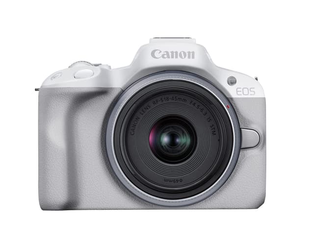 Canon EOS R50 Mirrorless Camera RF-S18-45mm F4.5-6.3 is STM Lens Kit, 24.2 Megapixel CMOS (APS-C) Sensor, 4K Video, Hybrid Camera, Photo and Video, Vlogging, Content Creator, RF Mount, White