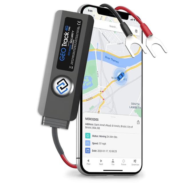 REWIRE SECURITY Geo Track Mini 4G GPS Tracker for Vehicles – Real-Time Vehicle Tracking Device for Car, Van, Motorhome | Easy Battery Install | Live App Tracking | 4G Fleet Tracking