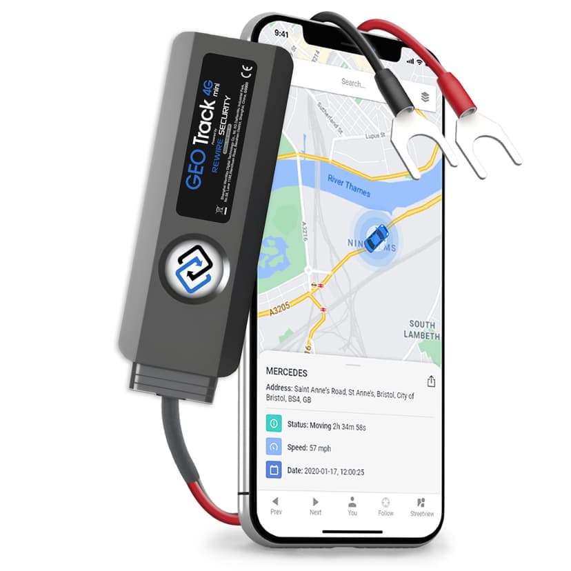 REWIRE SECURITY Geo Track Mini 4G GPS Tracker for Vehicles – Real-Time Vehicle Tracking Device for Car, Van, Motorhome | Easy Battery Install | Live App Tracking | 4G Fleet Tracking