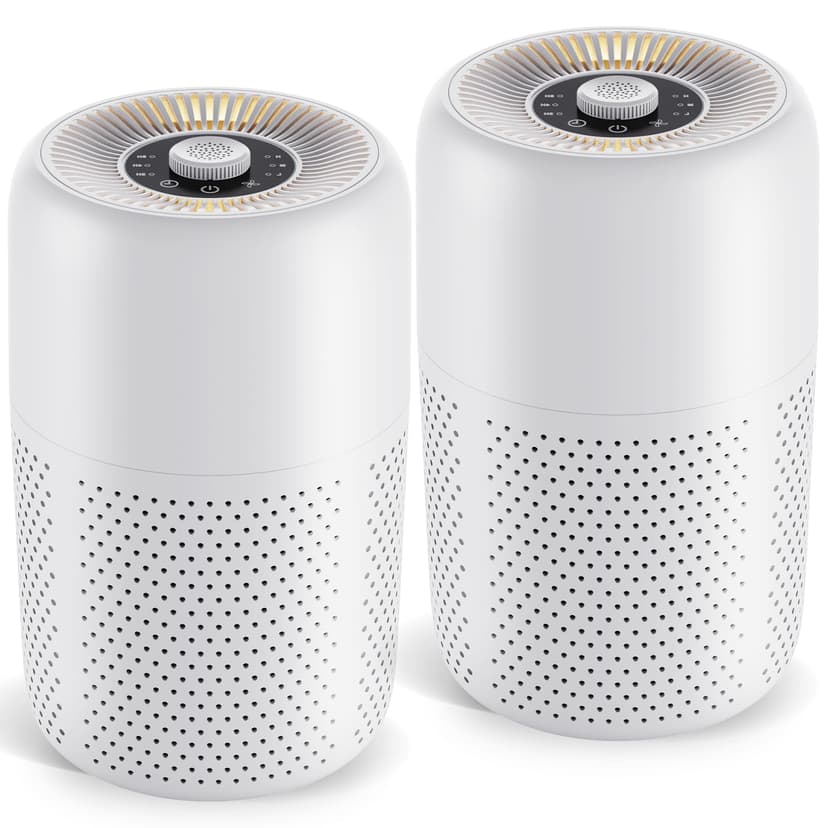 2 Pack YARIKI Air Purifiers for Bedroom Home with Aromatherapy Function,Small Air Purifier with Nightlight Speed Control,24dB Low Noise for Better Sleep,For Pet Room Dorm Kitchen,P60 (White)