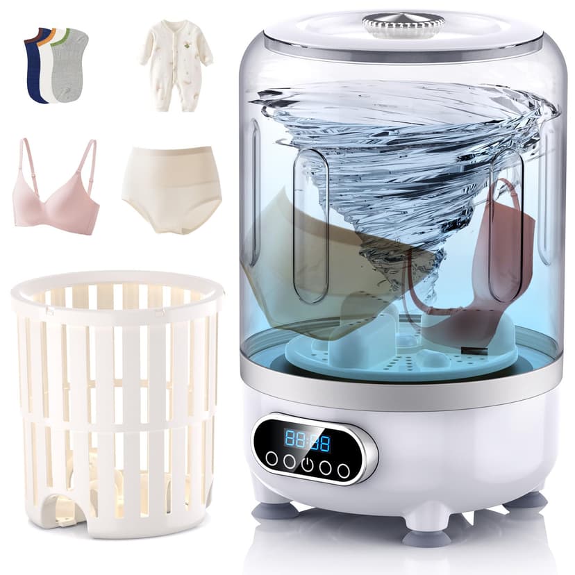 Portable Washing Machine and dryer Underwear Washer,Upgraded Portable Mini Washing Machine,Rechargeable Cordless portable washer, Laundry Cup for Bra, Underwear, Socks (3Lwhite)