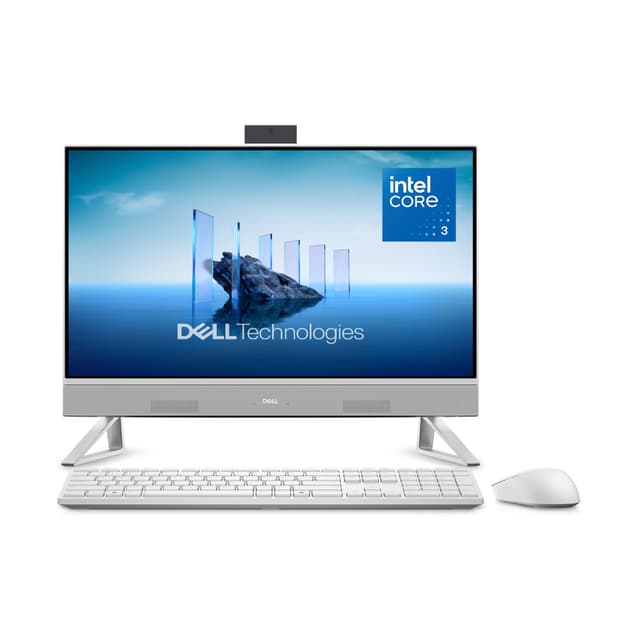 Dell 24 All-in-One Desktop ec24250-23.8-inch FHD Display, Intel Core 3 Processor 100U, Intel Graphics, 8GB DDR5 RAM, 512GB SSD, Windows 11 Home, Onsite Service+6 Months Retail Migrate - White