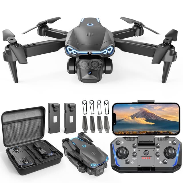 X-shop Foldable Drone with 1080P Camera for Beginners & Kids, FPV RC Quadcopter Toys Gifts for Boys Girls, One Key Start, 3D Flips, Gesture Selfie, 3 Speed Modes, 2 Batteries