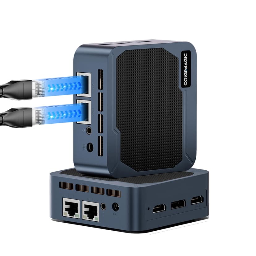 origimagic C2 Mini PC 11 Pro, Intel N95 Mini Desktop Computers 12GB LPDDR5 RAM 512GB SSD Micro PC, Dual 1000Mbps NIC LAN, HDMI 2.0, WiFi 5, BT 5.0, 4K Triple Display, Small PC for Business Home