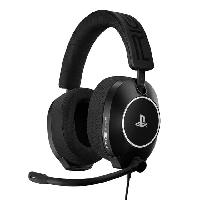 RIG R5 SPEAR PRO HS Wired Gaming Headset Officially Licensed for PlayStation, PS5, PS4, PC - 40mm Graphene Drivers, Optimized for Tempest 3D Audio, Flip-to-Mute Mic, Memory Foam Cushions, 3.5mm -Black