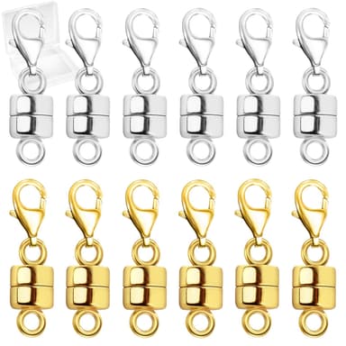 MKCYD Magnetic Necklace Clasp with Lobster Clasp,14K Gold and Silver Magnetic Jewelry Clasps for Necklace Extender Bracelet Closures