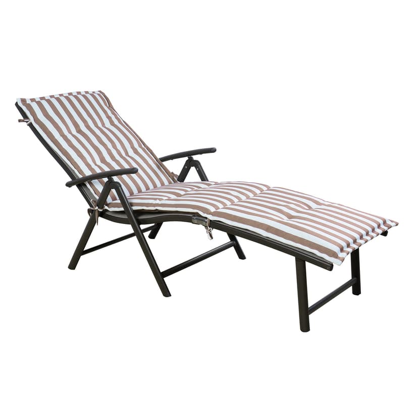 Kozyard Cozy Aluminum Reclining Lounge Chair - Perfect for Beach, Yard, Pool, and Patio Outdoor Chaise Lounge with Drink Holder, Weather Free Adjustable Assemble Free Beige Strip