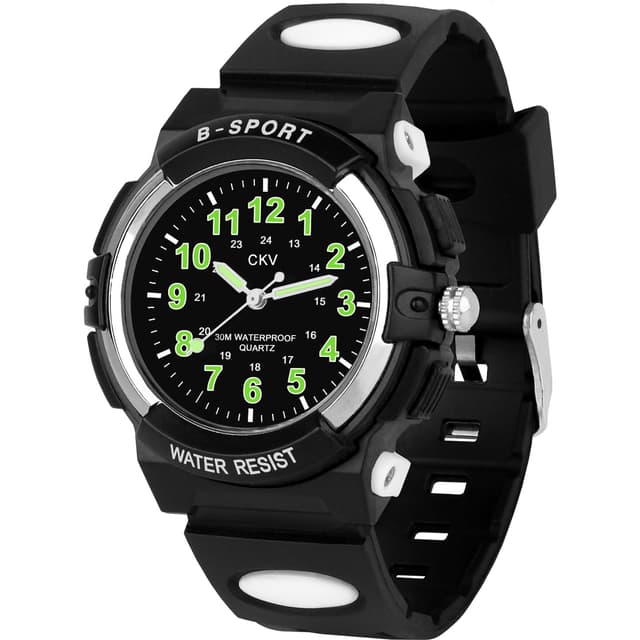 CKV Kids Watch for Boys Girls Ages 5-12, Waterproof Time Teacher Easy to Read Analog Sport Outdoor Children Watches with Soft Band for Kids