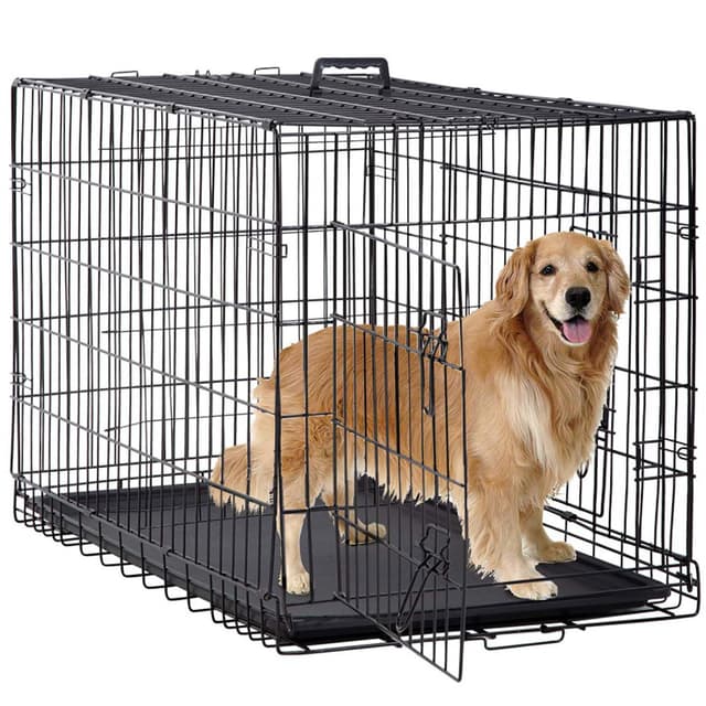 BestPet | Dog Crate | 48" | Black | Foldable Metal Kennel with Double Doors, Secure Slide-Bolt Latches, Leakproof Tray | Portable Dog Cage for Large Breeds | for Travel, Indoor & Outdoor Use