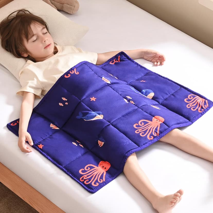 anfie Weighted Lap Pad 2 Pounds, Weighted Blanket Kids(20"*30") Cooling Blanket for Sleeping,Weighted Throw Blanket for Travel Indoor Outdoor (Blue Ocean)