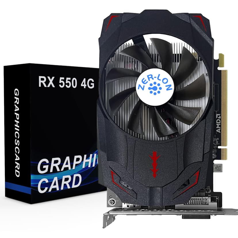 ZER-LON Radeon RX 550 4GB Graphics Card, GDDR5 128 Bit PCIE 3.0 Computer Gaming Gpu, 1183MHz Video Card with HDMI/DP/DVI Ports Support 4K