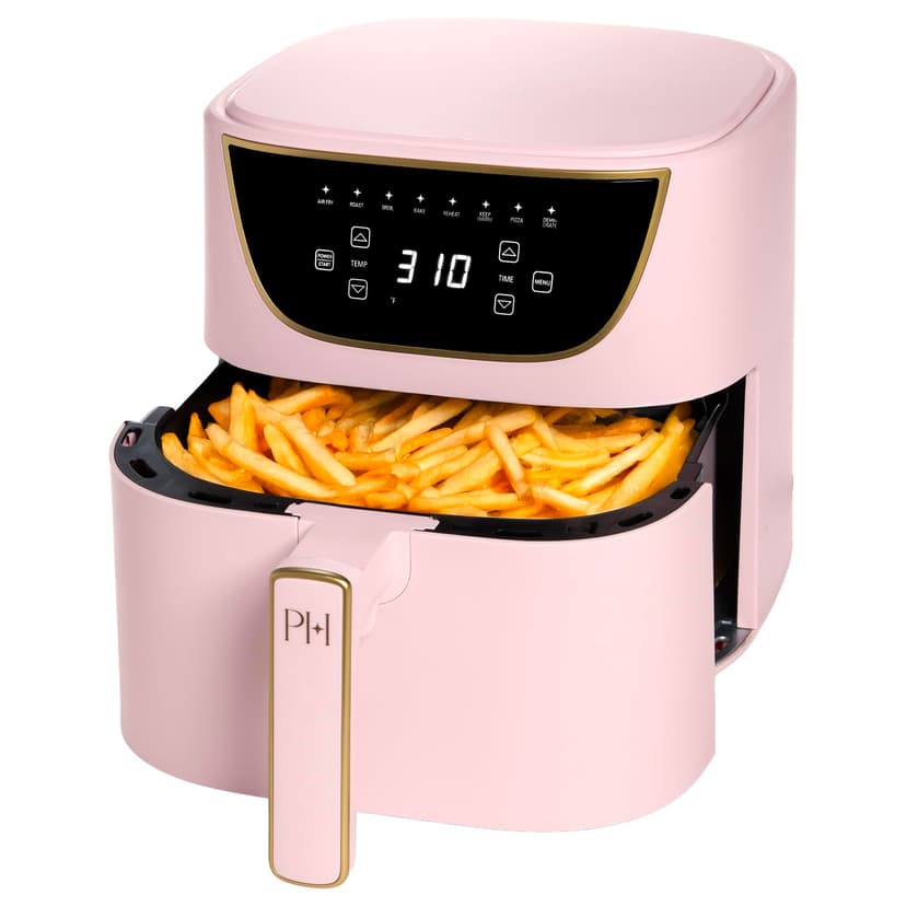Paris Hilton Air Fryer, Large 6-Quart Capacity, Nonstick Made without PFAS, Touchscreen Display, 8-in-1 (Air Fry, Roast, Broil, Bake, Reheat, Keep Warm, Pizza, Dehydrate), Dishwasher Safe, Pink