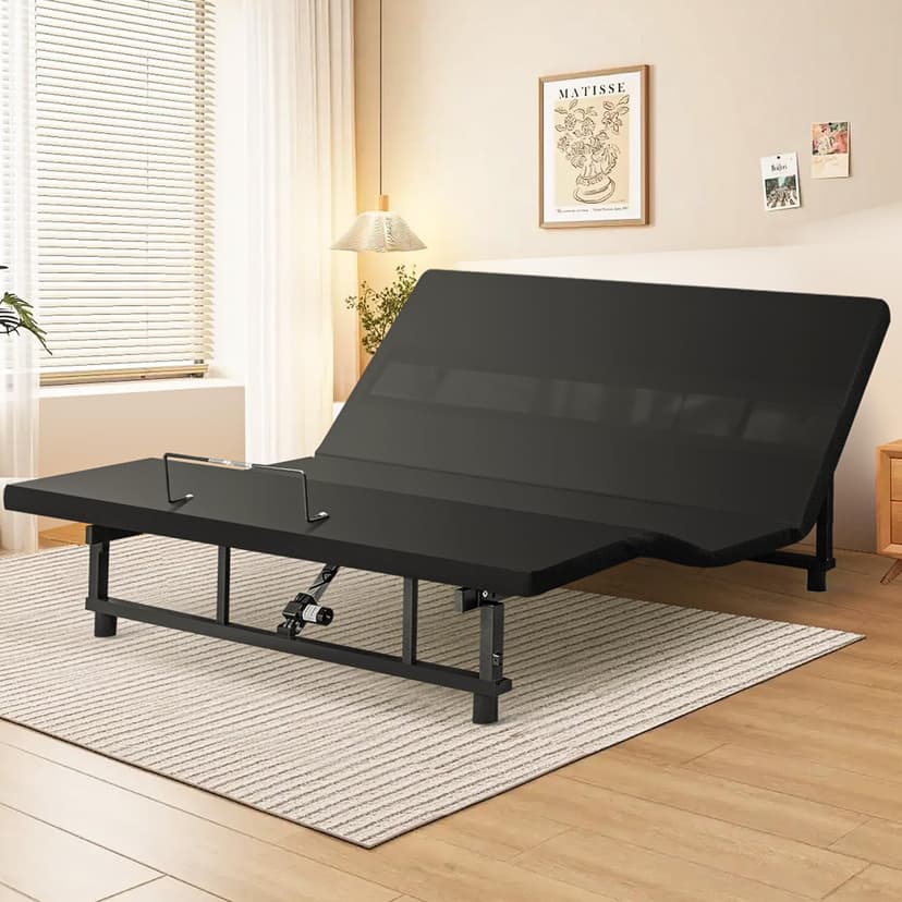 Mixcous King Size Adjustable Bed Frame with Quiet Motor - Head & Foot Incline, Zero Gravity, Wireless Remote Control, Easy Installation (79" L x 74" W x 12.72" H)