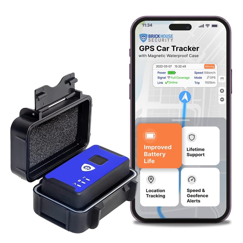 Brickhouse Car Trackers for Your Vehicle - Spark Nano 7 GPS Tracker with Magnetic Waterproof Case - Hidden Real-Time 4G LTE Vehicle Finder - GPS Tracking Device for Cars & More - Subscription Required