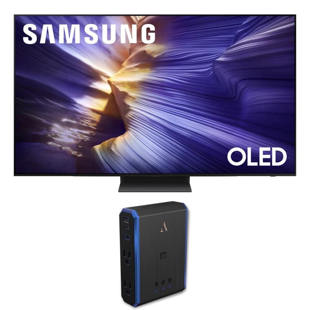 Samsung QN65S90FAFXZA 65 Inch 4K OLED Smart TV with an Austere 5S-PS4-US1 4-Outlet Power (2025)