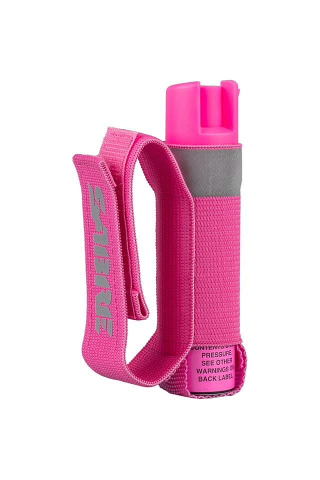 SABRE Runner Pepper Gel, Police Strength OC Spray, Adjustable 360° Reflective Hand Strap for Easy Carry & Access, 0.67 fl oz, 4X Longer Spray Time - Up to 13 Seconds, HPLC Tested, Reduced Blowback