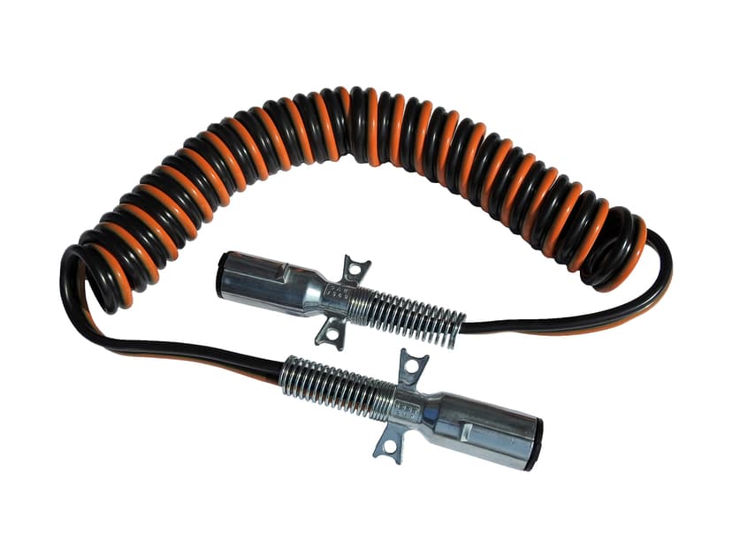 Road King Truck Parts 15 ft Dual Pole Coiled Electric Cable with 2 x 12'' Leads (RK-39005-15)