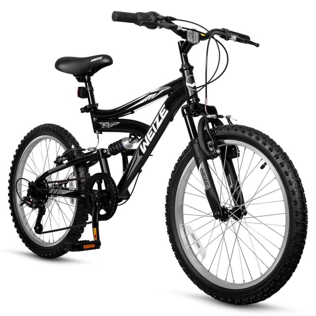 WEIZE Kids Mountain Bike, 20 inch Kids' Bicycles for 6-10 Years Old Boys Girls with Dual Full Suspension, 6 Speeds Drivetrain, High-Carbon Steel Frame, Ideal for Young Riders and Adventurers