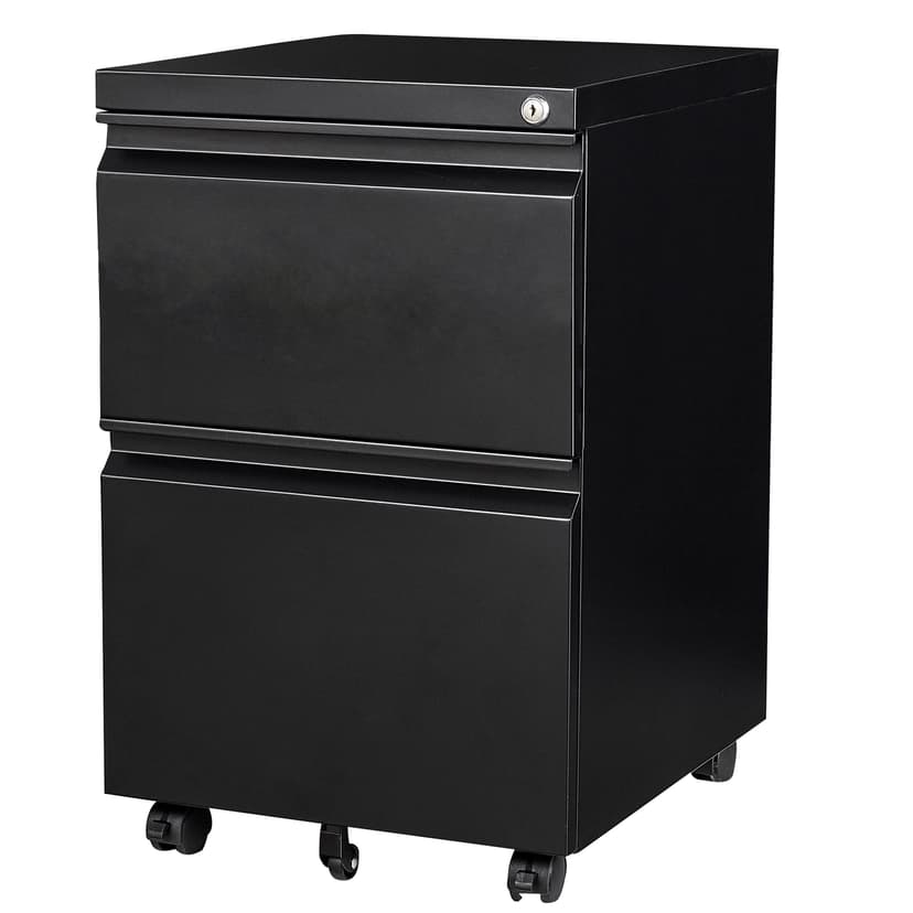 SISESOL 2 Drawer File Cabinet on Wheels,Metal Filing Cabinet with Lock,Black Rolling File Cabinets with Casters,Under Desk Office Cabinets for Home Office,Fit A4/Letter/Legal,Easy Assembly