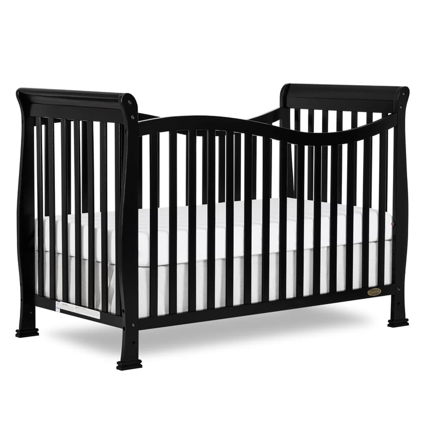 Dream On Me Violet 7 in 1 Convertible Life Style Crib in Black, Greenguard Gold Certified 58x29x39 Inch (Pack of 1)