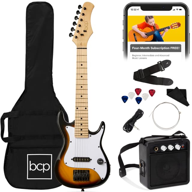 Best Choice Products 30in Kids Electric Guitar Beginner Starter Kit w/ 5W Amplifier, Strap, Gig Bag, Strings, Picks - Sunburst