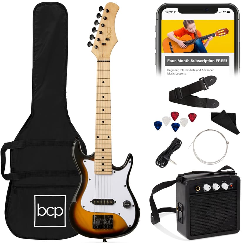 Best Choice Products 30in Kids Electric Guitar Beginner Starter Kit w/ 5W Amplifier, Strap, Gig Bag, Strings, Picks - Sunburst