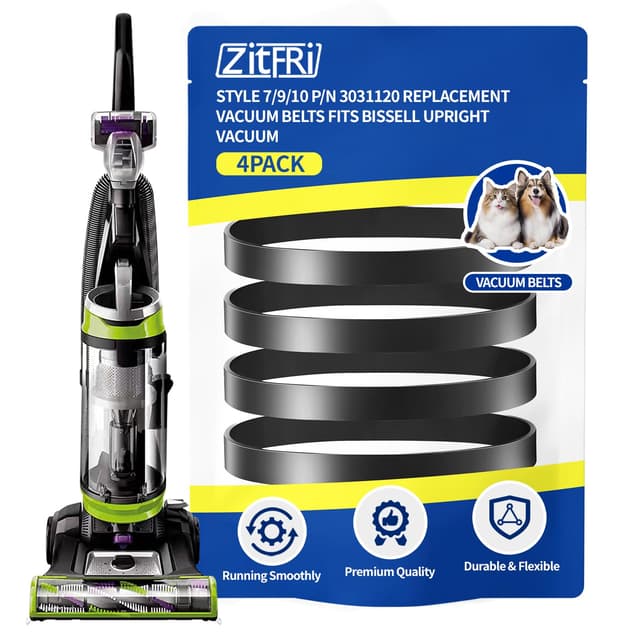 ZITFRI Vacuum Belt 4 Pack for Bissell Style 7/9/10 p/n 3031120#2031093#32074#3031123 PowerForce Helix Powerlifter CleanView Swivel Rewind Pet Vacuum Cleaner