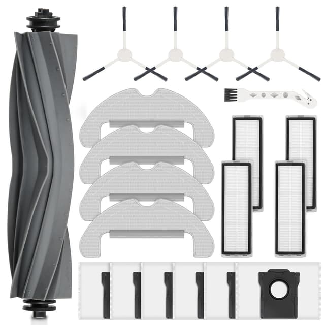 AnDongo 20 Pack Replacement Accessories for Dreame D10 Plus Gen 2 Robot Vacuum, 1 Main Brush 4 Filter 6 Dust Bag 4 Mop Pads 4 Side Brush 1 Cleaning Brush