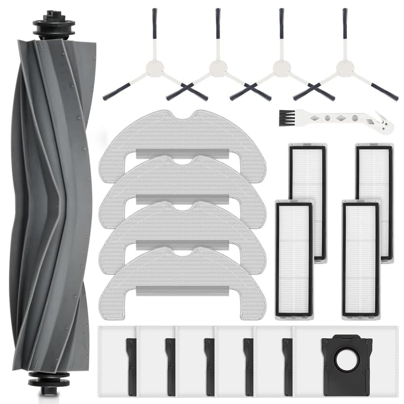 AnDongo 20 Pack Replacement Accessories for Dreame D10 Plus Gen 2 Robot Vacuum, 1 Main Brush 4 Filter 6 Dust Bag 4 Mop Pads 4 Side Brush 1 Cleaning Brush